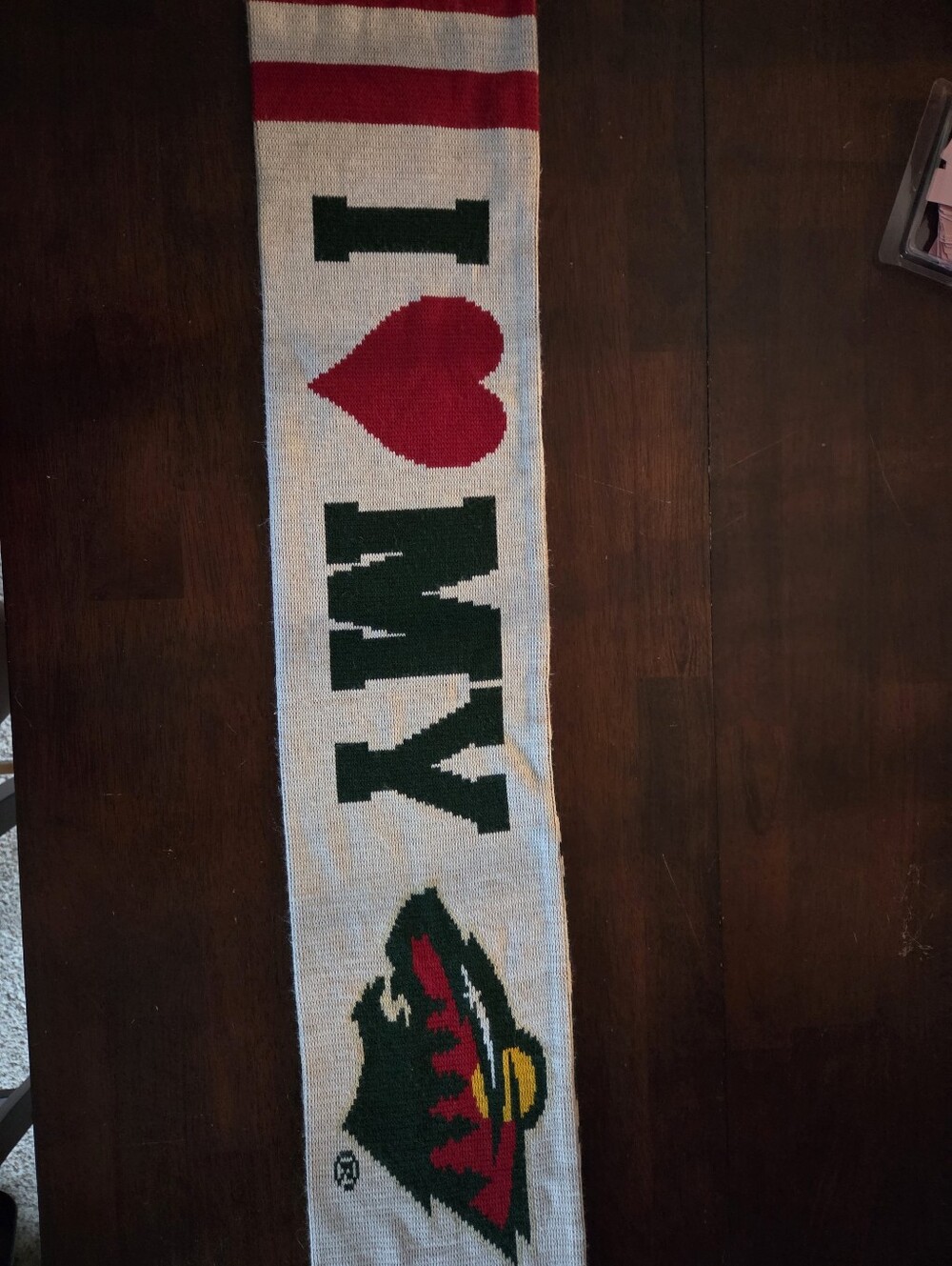 MN Wild Scarf in White, Red & Green